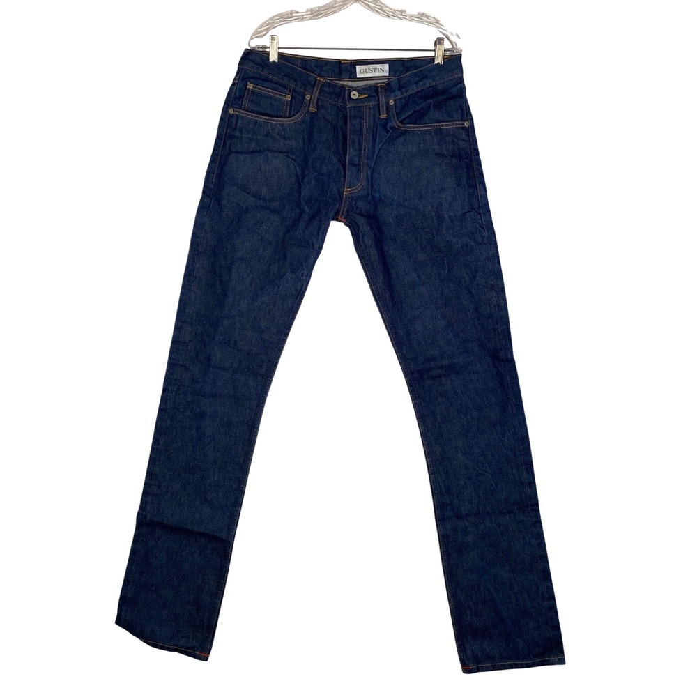 GUSTIN Dark Wash Denim Jeans Button Fly‎ Straight Leg Women Size 36x36